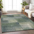 8' X 10' Olive Green Ivory And Gray Abstract Washable Area Rug With UV Protection