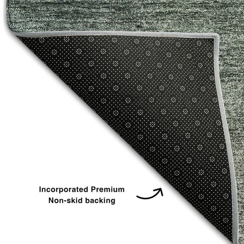 8' X 10' Olive Green Ivory And Gray Abstract Washable Area Rug With UV Protection