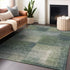 8' X 10' Olive Green Ivory And Gray Abstract Washable Area Rug With UV Protection