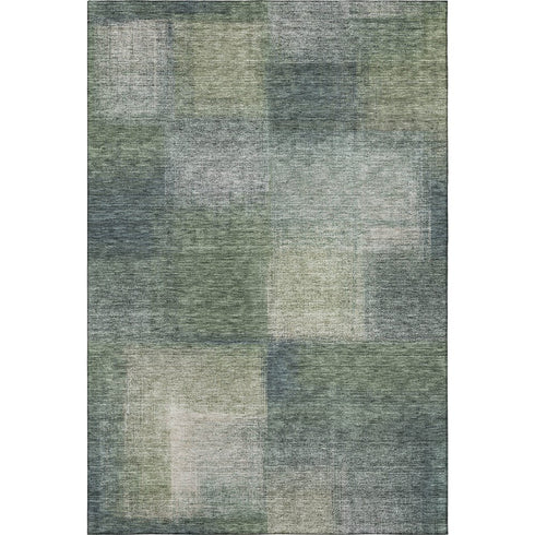 8' X 10' Olive Green Ivory And Gray Abstract Washable Area Rug With UV Protection