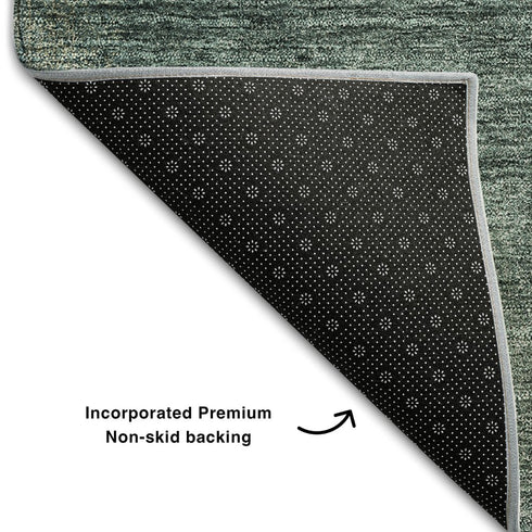 8' Teal And Brown Abstract Washable Round Rug With UV Protection