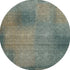 8' Teal And Brown Abstract Washable Round Rug With UV Protection