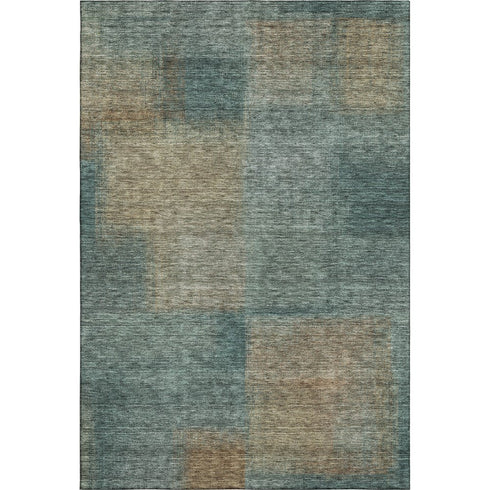 8' X 10' Teal And Brown Abstract Washable Area Rug With UV Protection