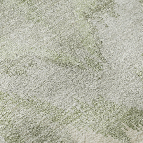8' X 10' Artichoke Green And Ivory Ikat Washable Area Rug With UV Protection