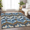 9' X 12' Blue Brown And Beige Ikat Washable Area Rug With UV Protection