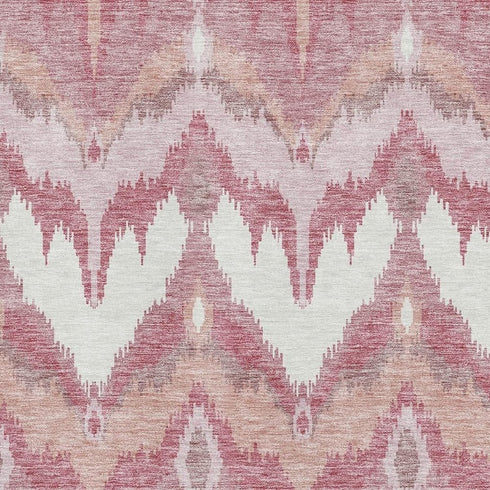 5' X 8' Blush Ivory And Pink Ikat Washable Area Rug With UV Protection