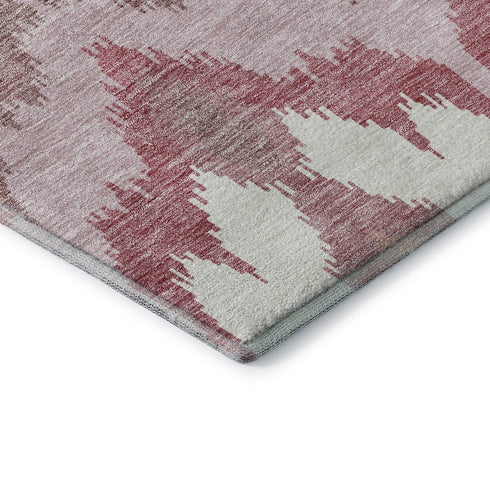 8' X 10' Blush Ivory And Pink Ikat Washable Area Rug With UV Protection