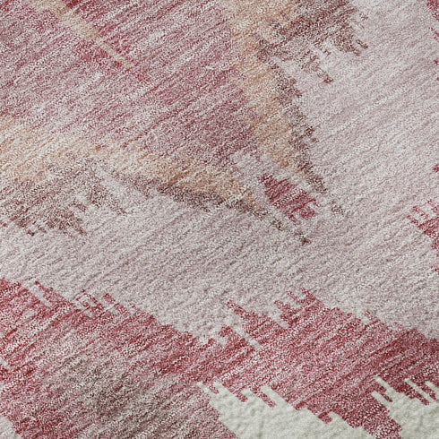 8' X 10' Blush Ivory And Pink Ikat Washable Area Rug With UV Protection