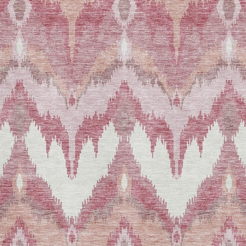 8' X 10' Blush Ivory And Pink Ikat Washable Area Rug With UV Protection