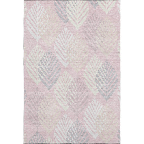 5' X 8' Pink Ivory And Blue Floral Washable Area Rug With UV Protection