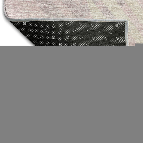 5' X 8' Pink Ivory And Blue Floral Washable Area Rug With UV Protection
