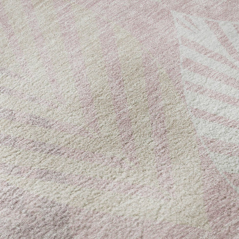 5' X 8' Pink Ivory And Blue Floral Washable Area Rug With UV Protection