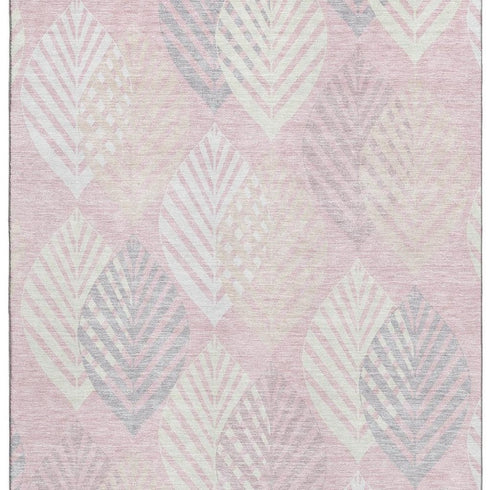 5' X 8' Pink Ivory And Blue Floral Washable Area Rug With UV Protection