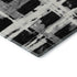 8' Black And Silver Striped Washable Round Rug With UV Protection