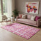 5' X 8' Blush Ivory And Orange Striped Washable Area Rug With UV Protection
