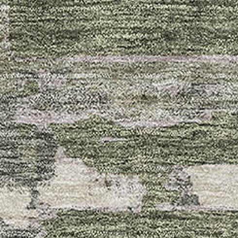 5' X 8' Olive Green And Beige Striped Washable Area Rug With UV Protection