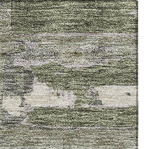 5' X 8' Olive Green And Beige Striped Washable Area Rug With UV Protection