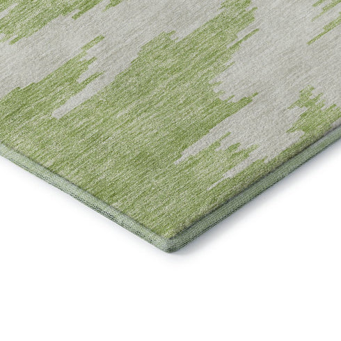 5' X 8' Green Taupe And Beige Abstract Washable Area Rug With UV Protection