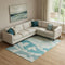 9' X 12' Teal And Ivory Abstract Washable Area Rug With UV Protection