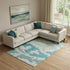 9' X 12' Teal And Ivory Abstract Washable Area Rug With UV Protection