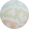 8' White Sky Blue And Peach Abstract Washable Round Rug With UV Protection