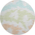 8' White Sky Blue And Peach Abstract Washable Round Rug With UV Protection