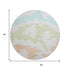 8' White Sky Blue And Peach Abstract Washable Round Rug With UV Protection