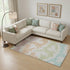 8' X 10' White Sky Blue And Peach Abstract Washable Area Rug With UV Protection