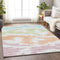 8' X 10' White Sky Blue And Peach Abstract Washable Area Rug With UV Protection