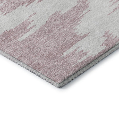 8' X 10' White Sky Blue And Peach Abstract Washable Area Rug With UV Protection