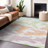 8' X 10' White Sky Blue And Peach Abstract Washable Area Rug With UV Protection