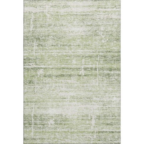 8' X 10' Artichoke Green And Ivory Abstract Washable Area Rug With UV Protection