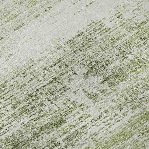 8' X 10' Artichoke Green And Ivory Abstract Washable Area Rug With UV Protection