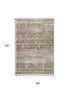5' X 8' Brown And Beige Abstract Washable Area Rug With UV Protection