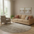 8' Brown And Beige Abstract Washable Round Rug With UV Protection