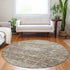 8' Brown And Beige Abstract Washable Round Rug With UV Protection