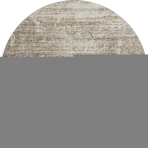 8' Brown And Beige Abstract Washable Round Rug With UV Protection