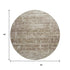 8' Brown And Beige Abstract Washable Round Rug With UV Protection