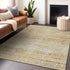 8' X 10' Gold And Beige Abstract Washable Area Rug With UV Protection