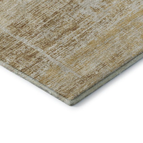 9' X 12' Gold And Beige Abstract Washable Area Rug With UV Protection