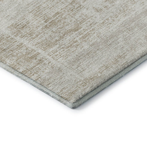 5' X 8' Ivory And Beige Abstract Washable Area Rug With UV Protection