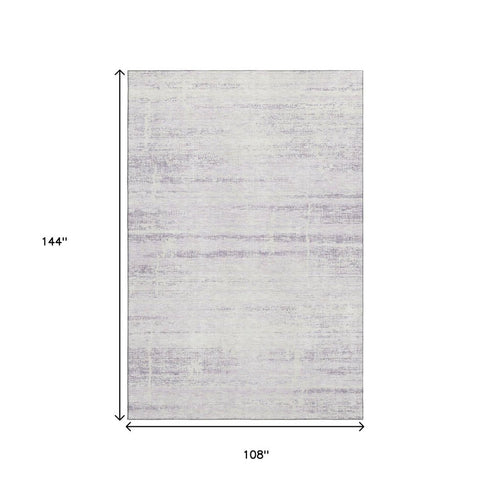9' X 12' Lavender And Ivory Abstract Washable Area Rug With UV Protection