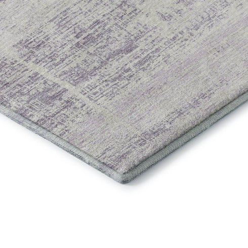 9' X 12' Lavender And Ivory Abstract Washable Area Rug With UV Protection