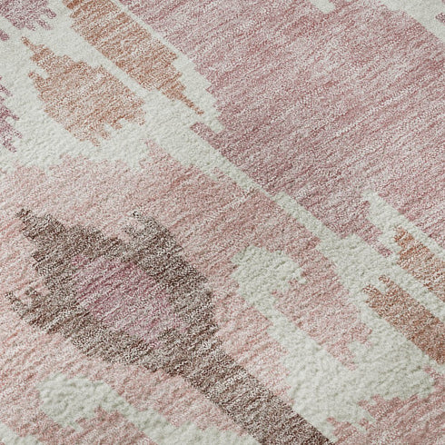 5' X 8' Blush And Ivory Ikat Washable Area Rug With UV Protection