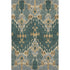 5' X 8' Emerald Gold And Gray Ikat Washable Area Rug With UV Protection