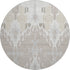 8' Ivory Beige And Gray Ikat Washable Round Rug With UV Protection