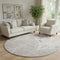 8' Ivory Beige And Gray Ikat Washable Round Rug With UV Protection