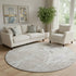 8' Ivory Beige And Gray Ikat Washable Round Rug With UV Protection