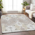9' X 12' Ivory Beige And Gray Ikat Washable Area Rug With UV Protection