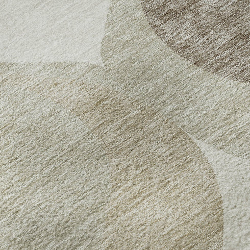 5' X 8' Beige Ivory And Gold Ogee Washable Area Rug With UV Protection